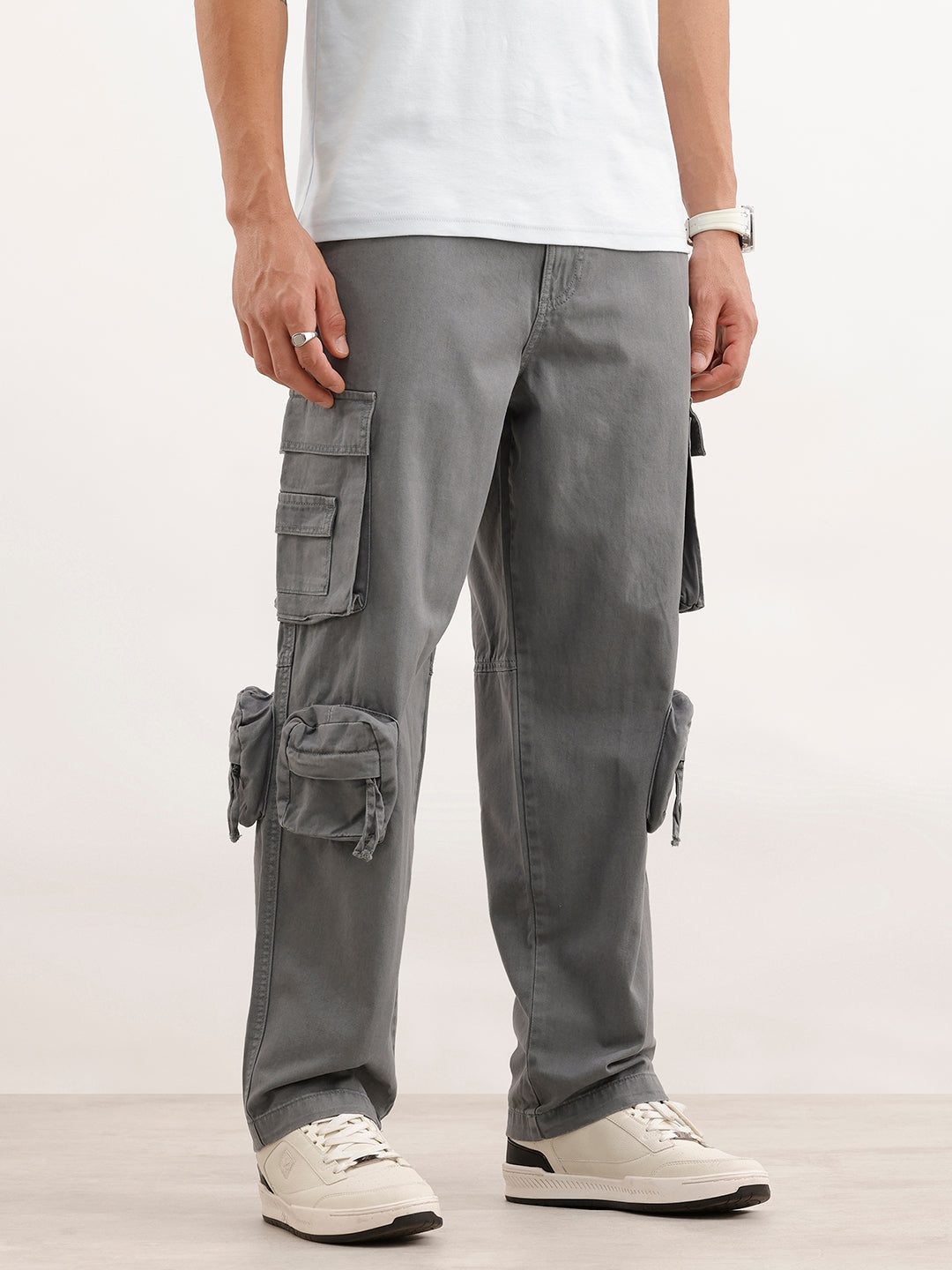 Loose Fit Cargo Trousers  | Dark Grey