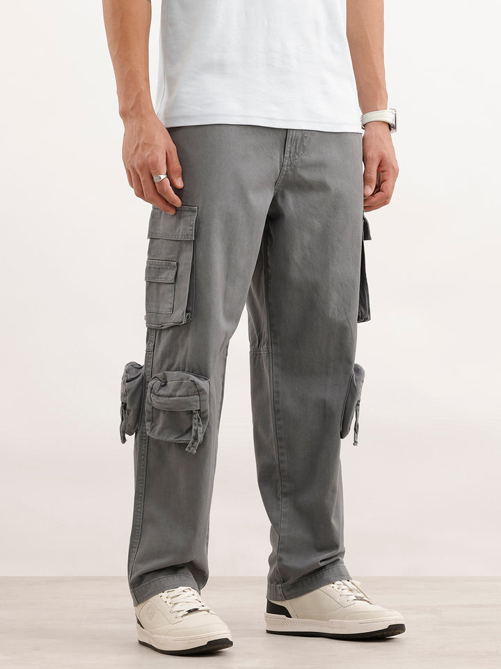 Loose Fit Cargo Trousers  | Dark Grey