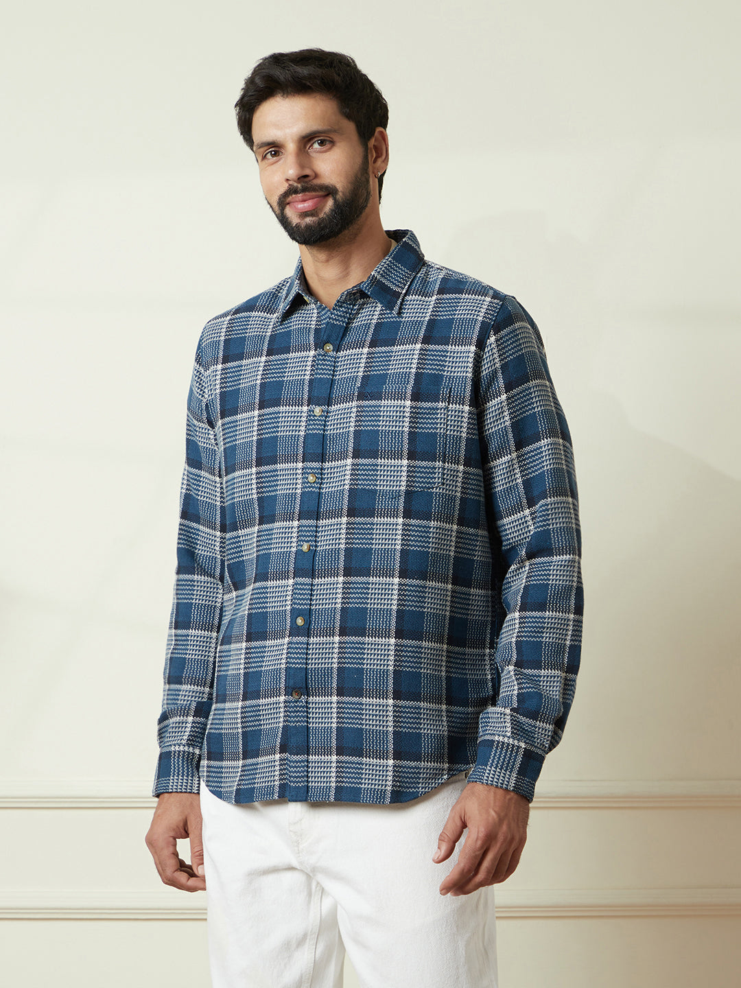 Checked Slim Fit Shirt in Blue