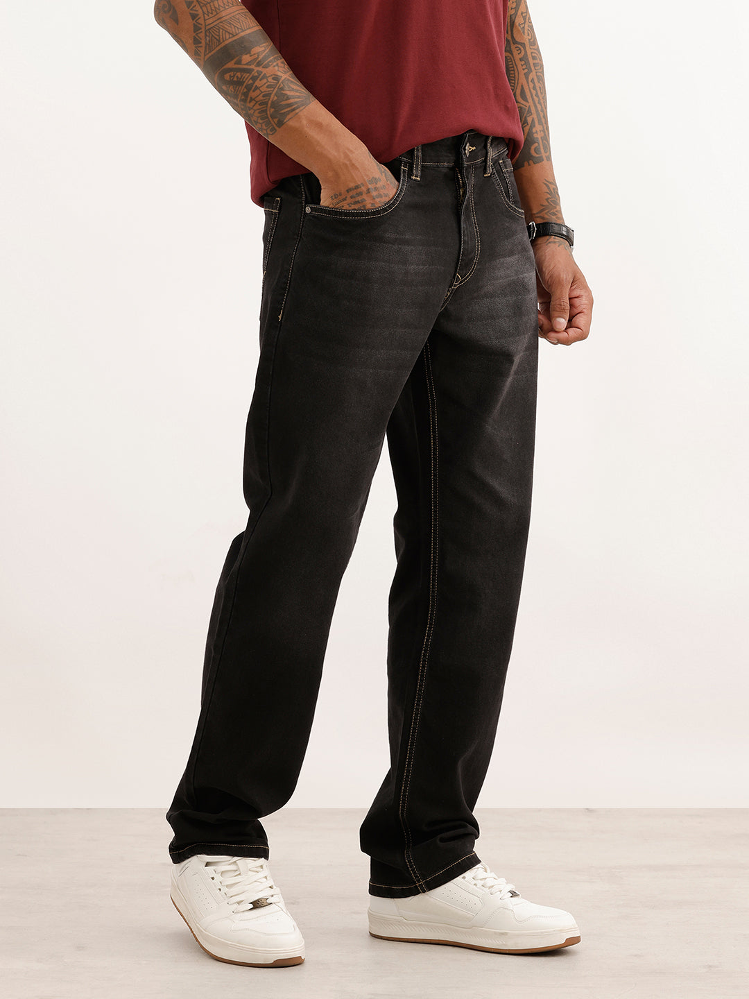 Faded Straight Fit Denim Jeans | Grey | WWJN3262F