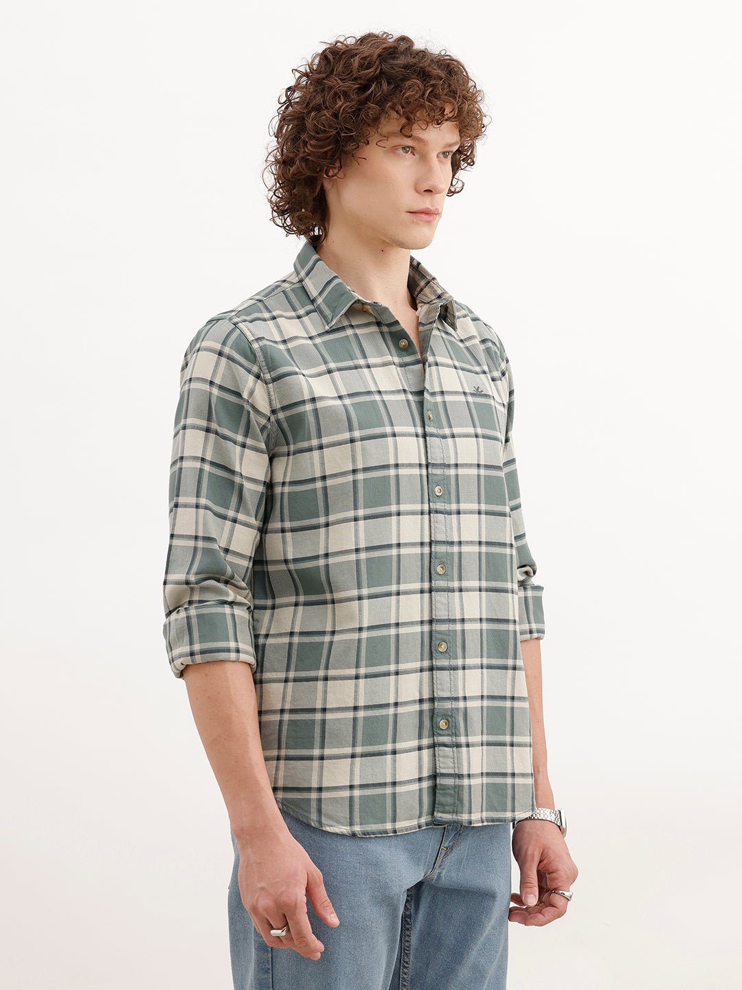 Regular Fit Checkered Shirt | Green
