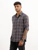 Slim Fit Checkered Full Sleeve Shirt | Dark Grey
