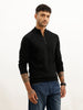 Solid Turtle Neck Semi-Zipper Sweatshirt | Black
