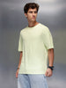 Solid Textured Regular Fit T-Shirt   |  Light Green