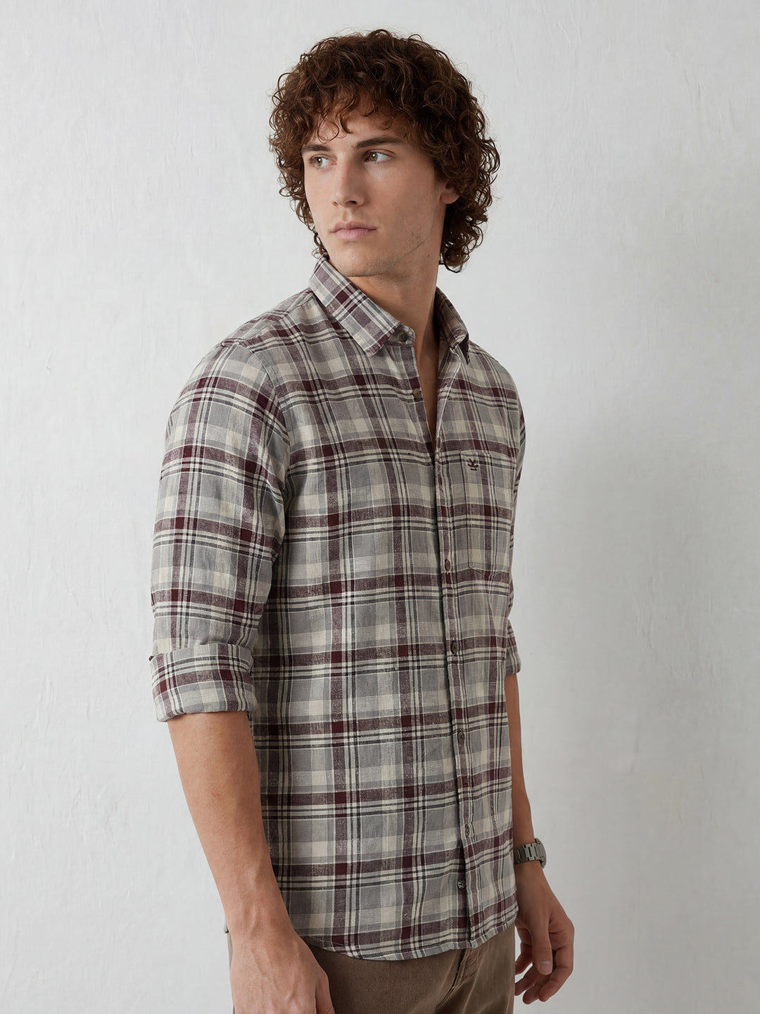 Regular Fit Checkered Shirt | Maroon