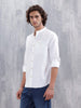 100% Cotton Solid Mandarin Collar Shirt | Off White