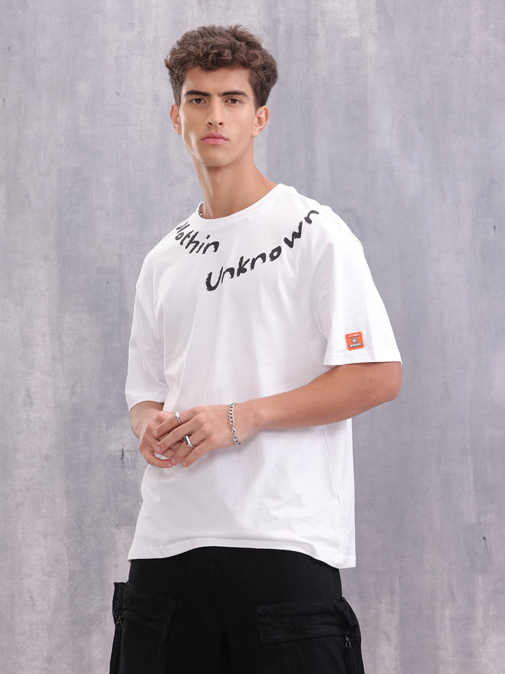 Graphic Printed Casual Look T-shirt With Branding | White