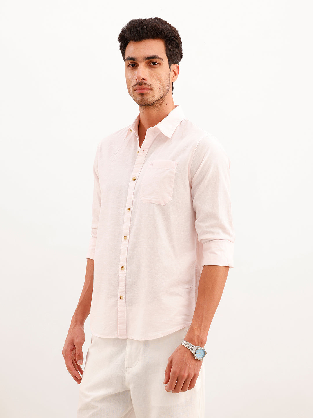 Solid Regular Fit Full Sleeve Shirt | Pink | WWSH9003F