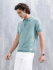 Slim Fit 100% Cotton Flat Knit Polo | Green