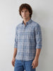 Slim Fit Ceckered Full Sleeve Shirt | Blue