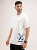 Oversized Fit Placement Printed T-Shirt | White