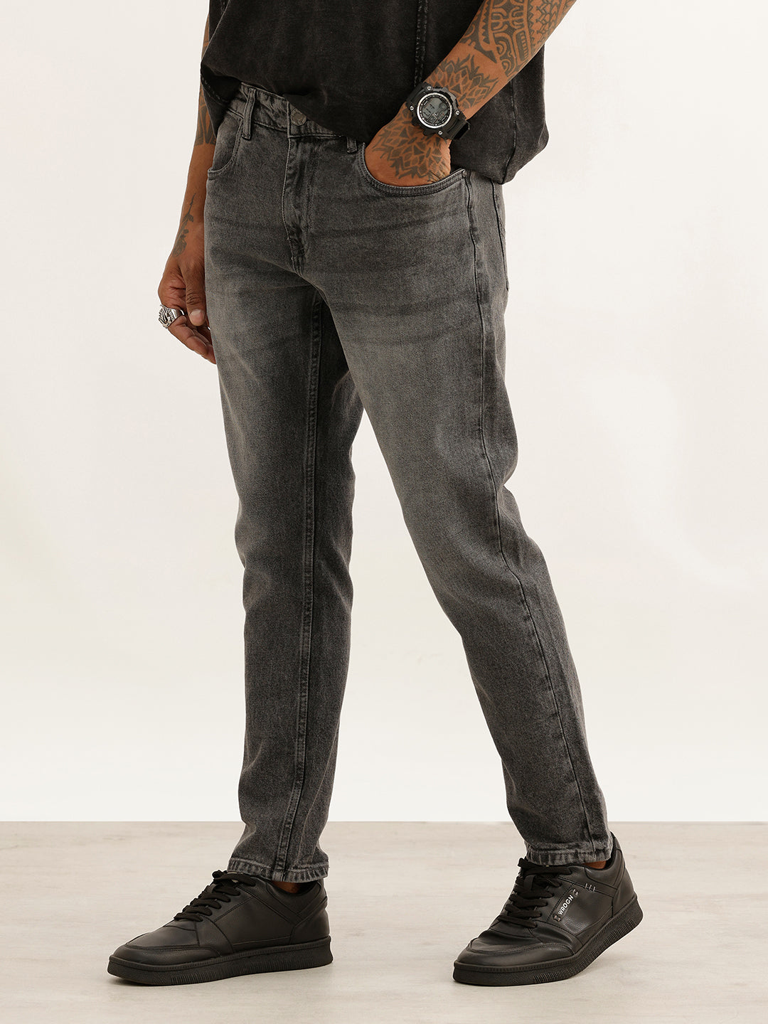 Washed Slim Crop Fit Denim Jeans | Grey