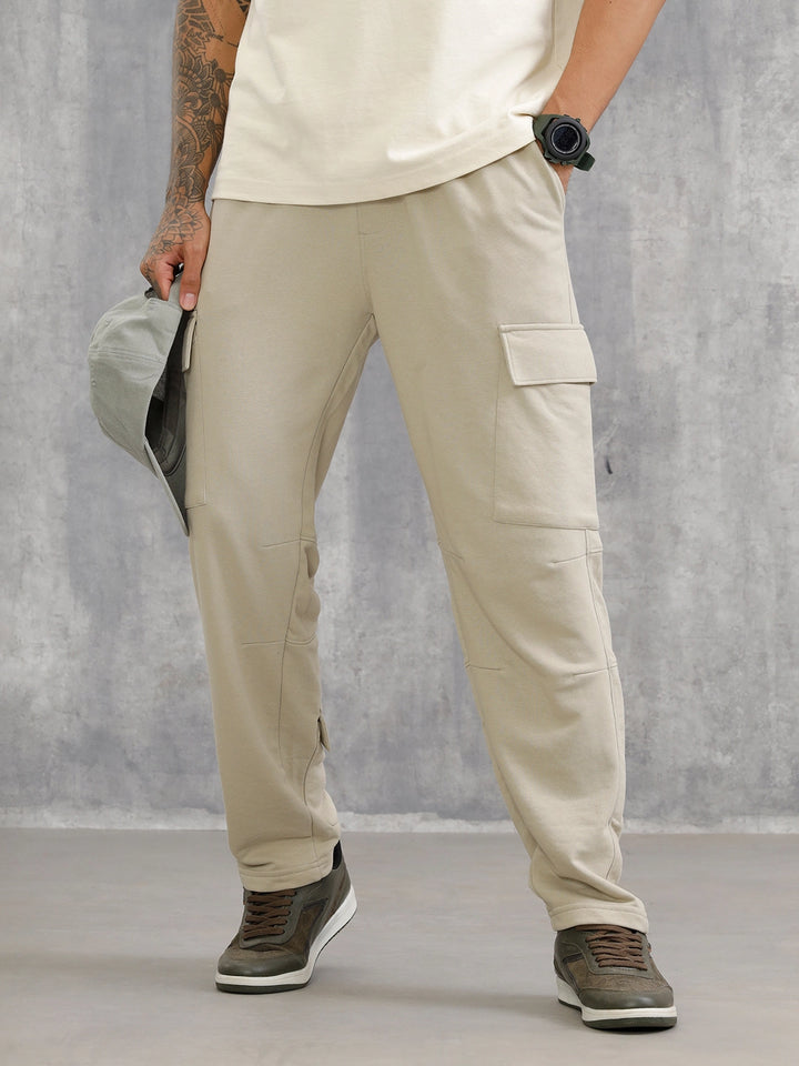 Comfort Fit Trackpants With Utility Cargo Pockets | Light Green