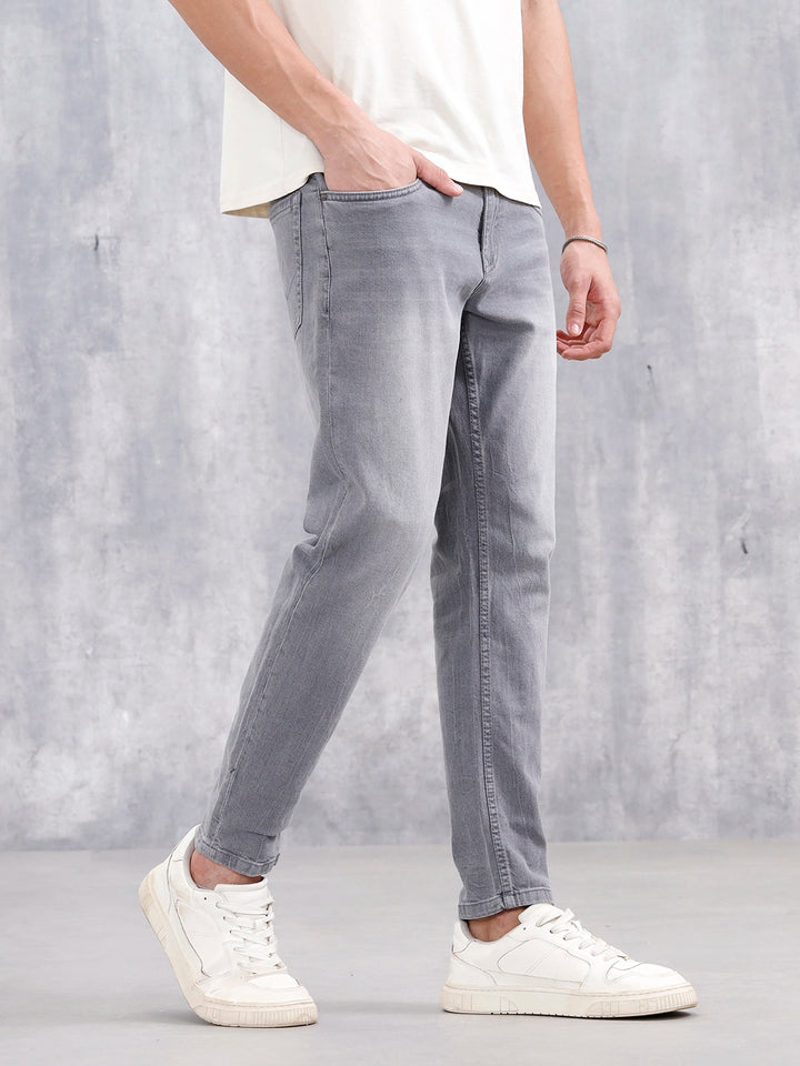 Men Casual Skinny Crop Jeans | Grey