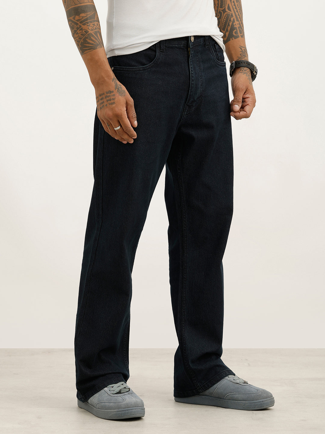 Solid Bootcut Denim Jeans | Black