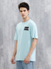 Back Printed Patchwork T-Shirt | Light Blue