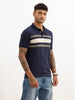 Slim Fit Placement Printed Polo T-Shirt | Navy Blue