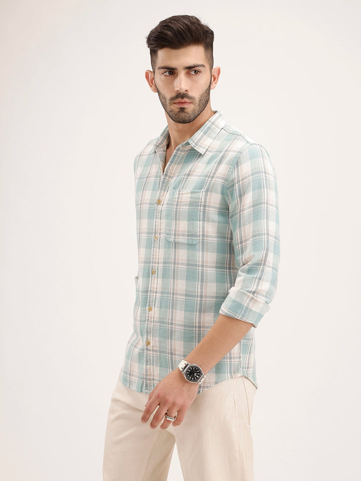Regular Fit Checkered Shirt | Green