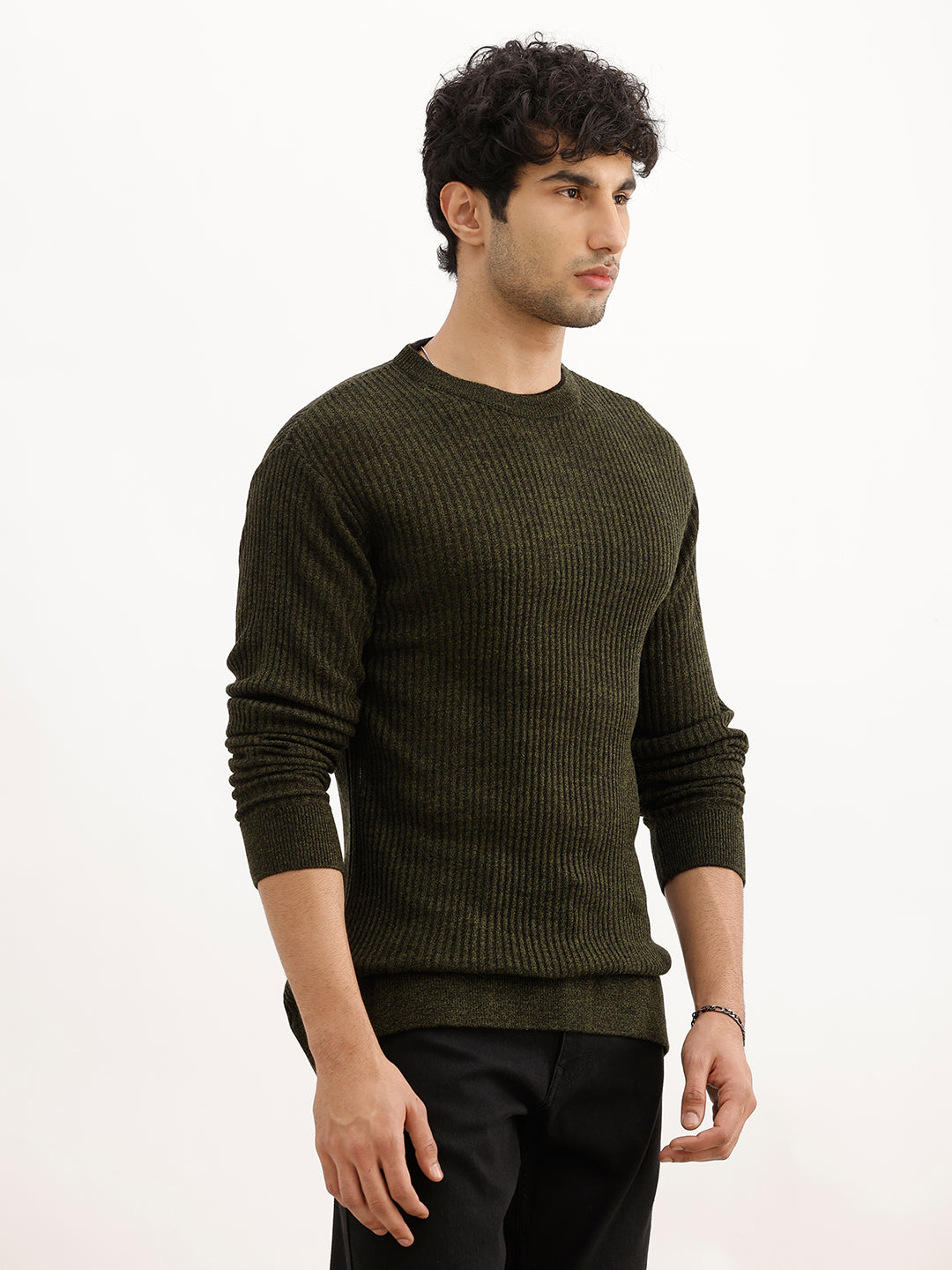 Solid Regular Fit Knitted Sweater | Maroon