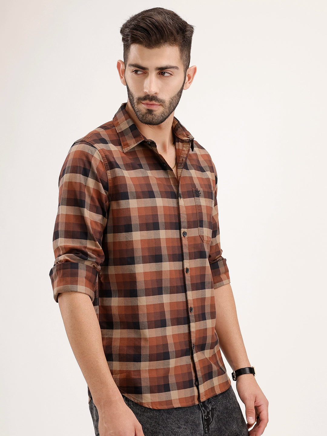 Regular Fit Checkered Shirt | Multicolor