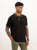 Slim Fit Contrast Sleeve Polo T-Shirt | Black