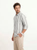 Textured Slim Fit Striped Shirt | White