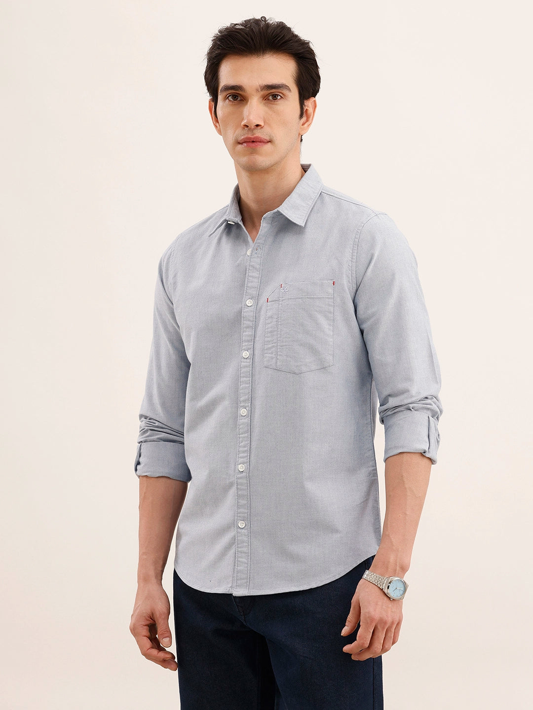 Regular Fit Solid Shirt | Blue