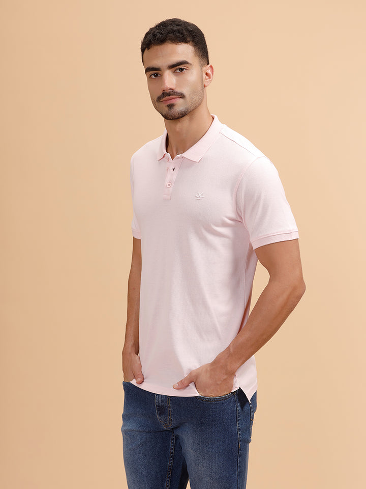 Tonal Logo Printed Slim Fit Polo T-Shirt I White