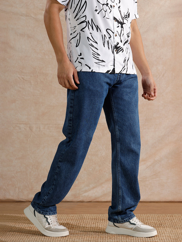 Solid Heavy Fade Anti Fit Jeans | Blue