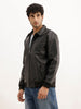 Solid Regular Fit Zipper Jacket | Black