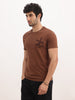 Slim Fit Placement Printed T-Shirt | Brown