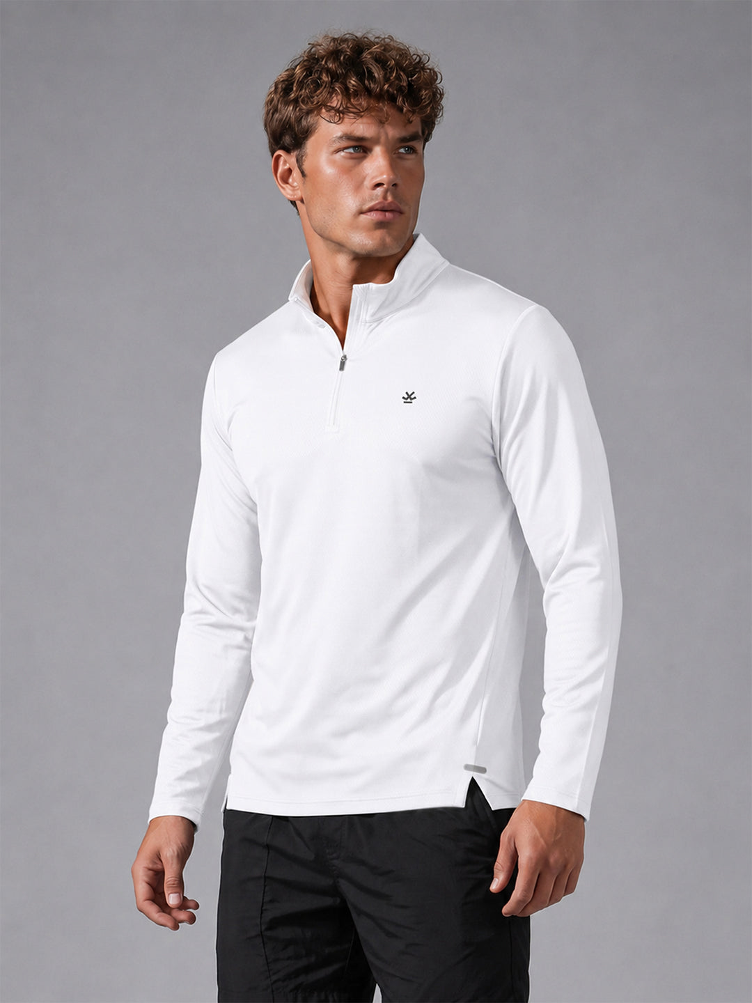 Quarter Zip Sweatshirt | Active | White | WTS01FSSL1267W