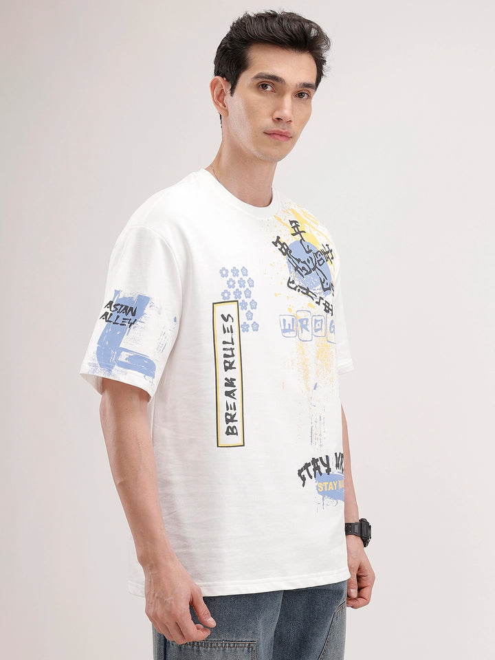 Oversized Placement Printed T-Shirt | Off White