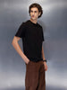 Men’s solid black slim fit printed t-shirt | Black