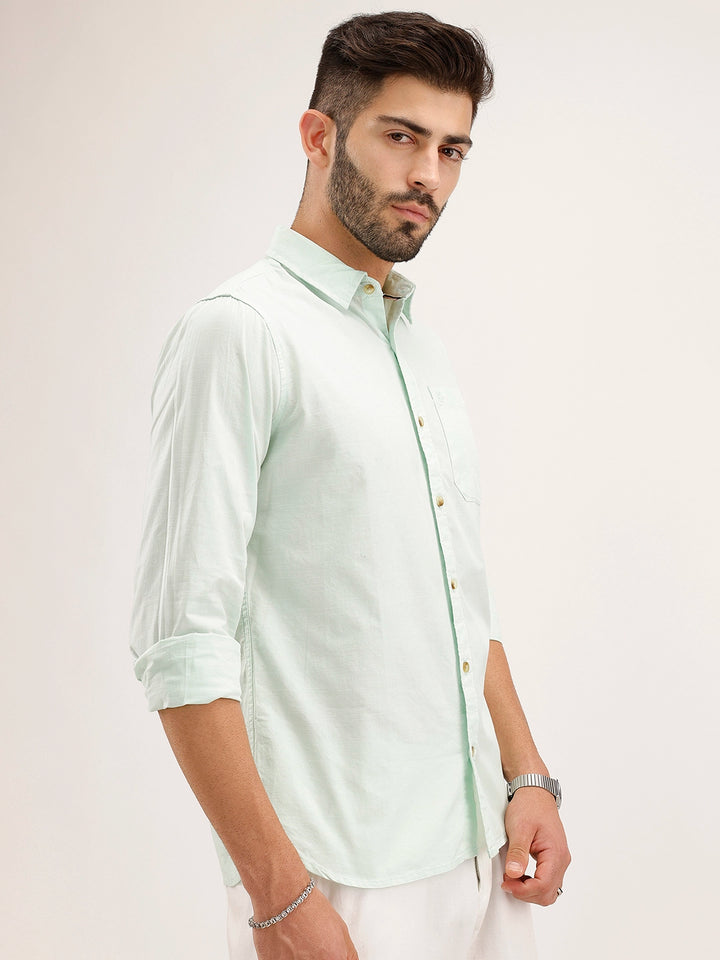 Slim Fit Solid Shirt | Light Green