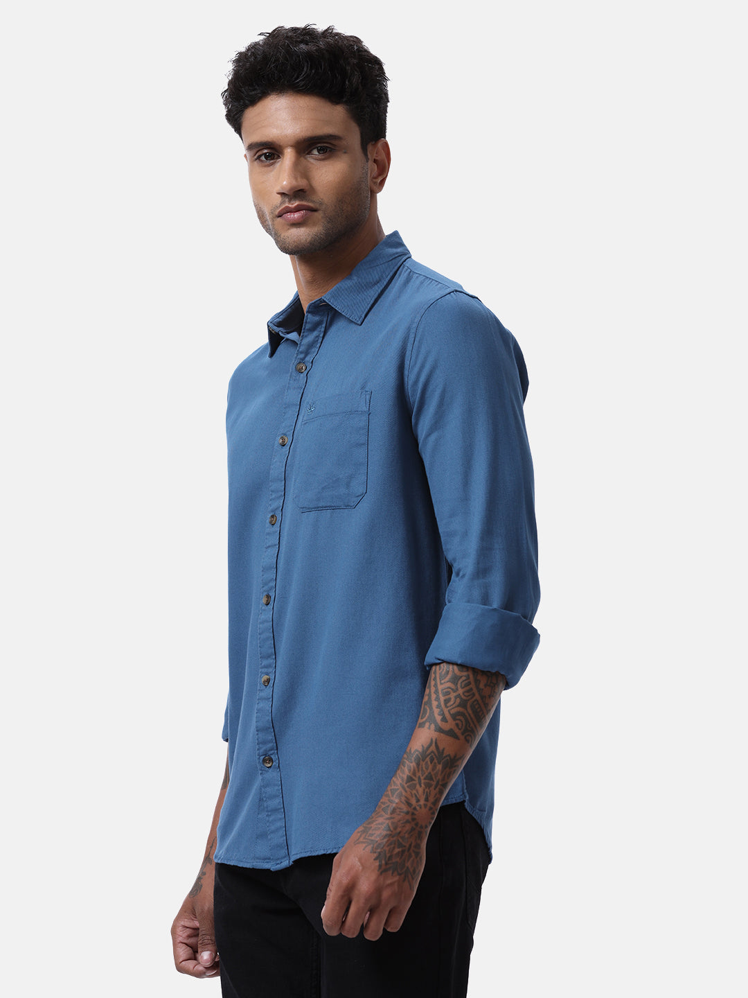 Solid Blue Casual Shirt