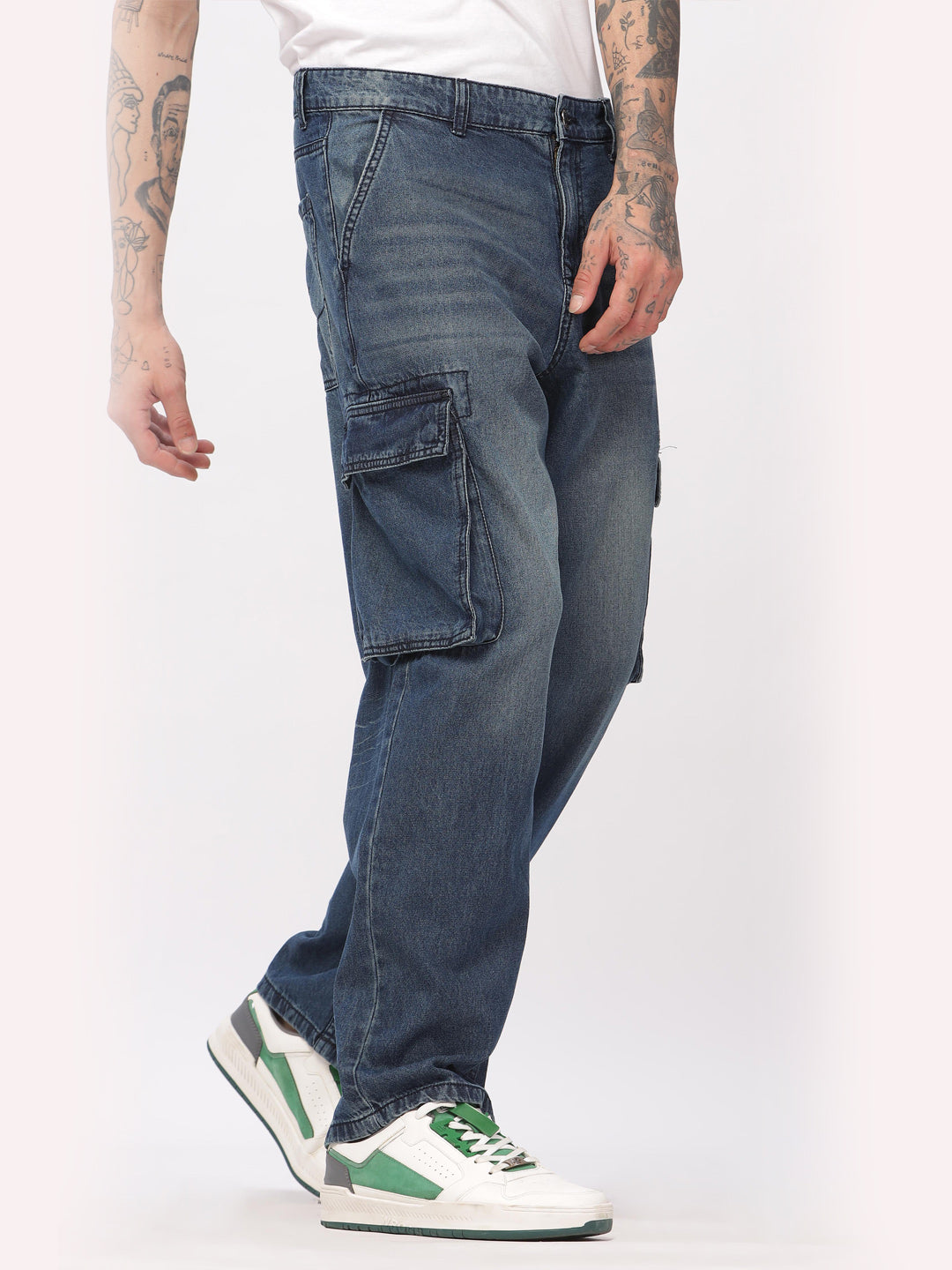 Blue Anti Fit Cargo Jeans