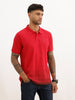 Regular Fit Gradient Printed Polo T-Shirt | Red
