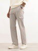 Solid Straight Fit Cargo Trouser | Grey
