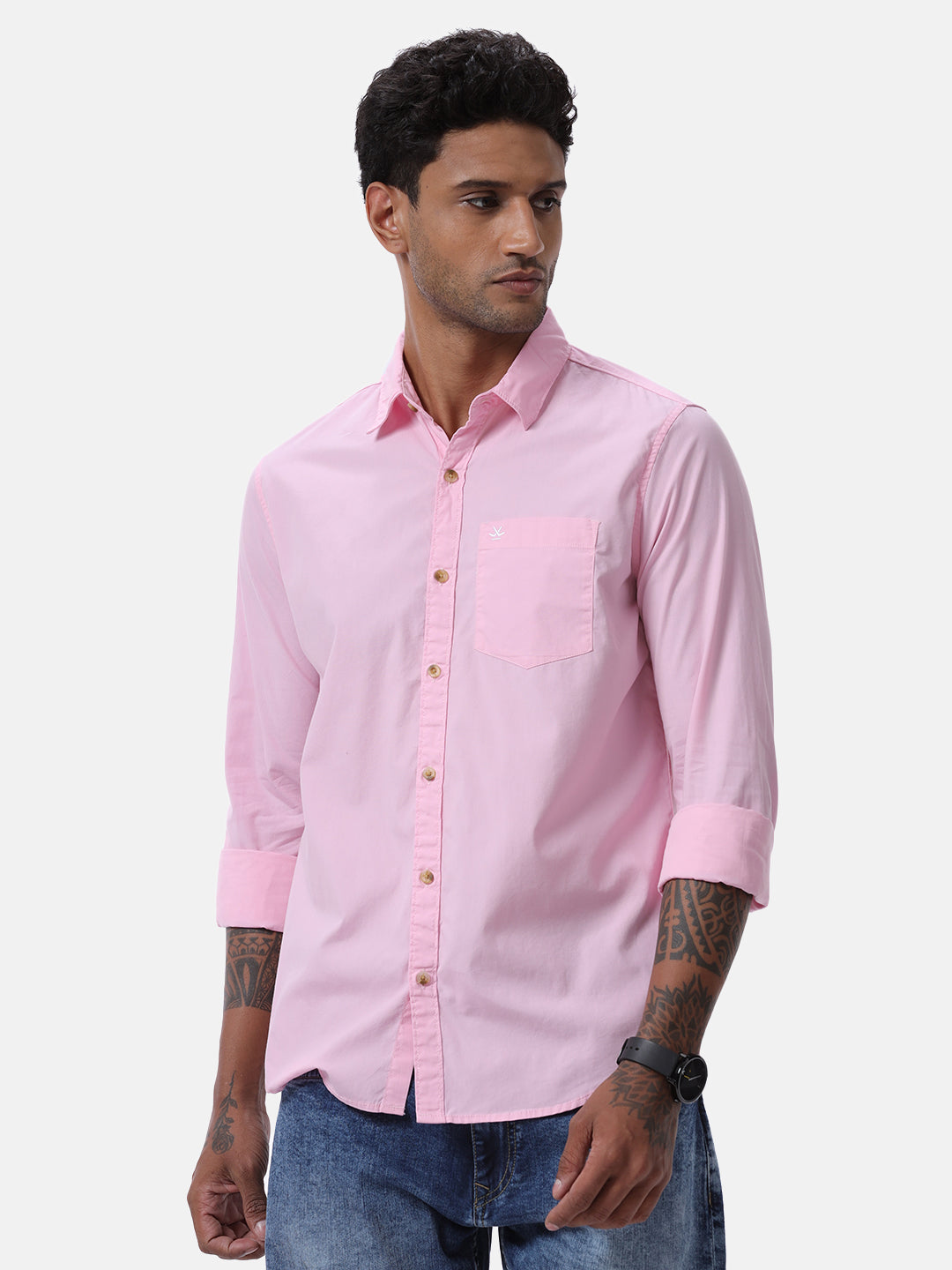 Pink Poplin Casual Shirt