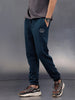 Comfort Fit Solid Branded Jogger In Premium Fabric | Blue