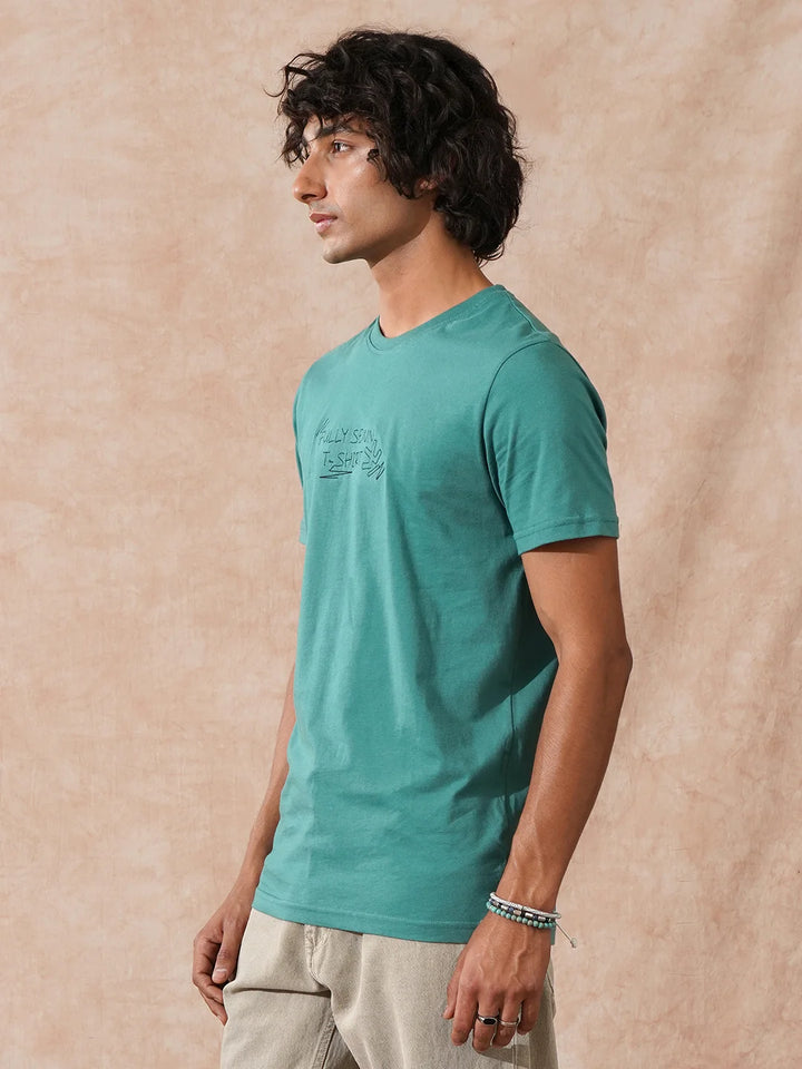 Embroidered Slim Fit T-Shirt | Green