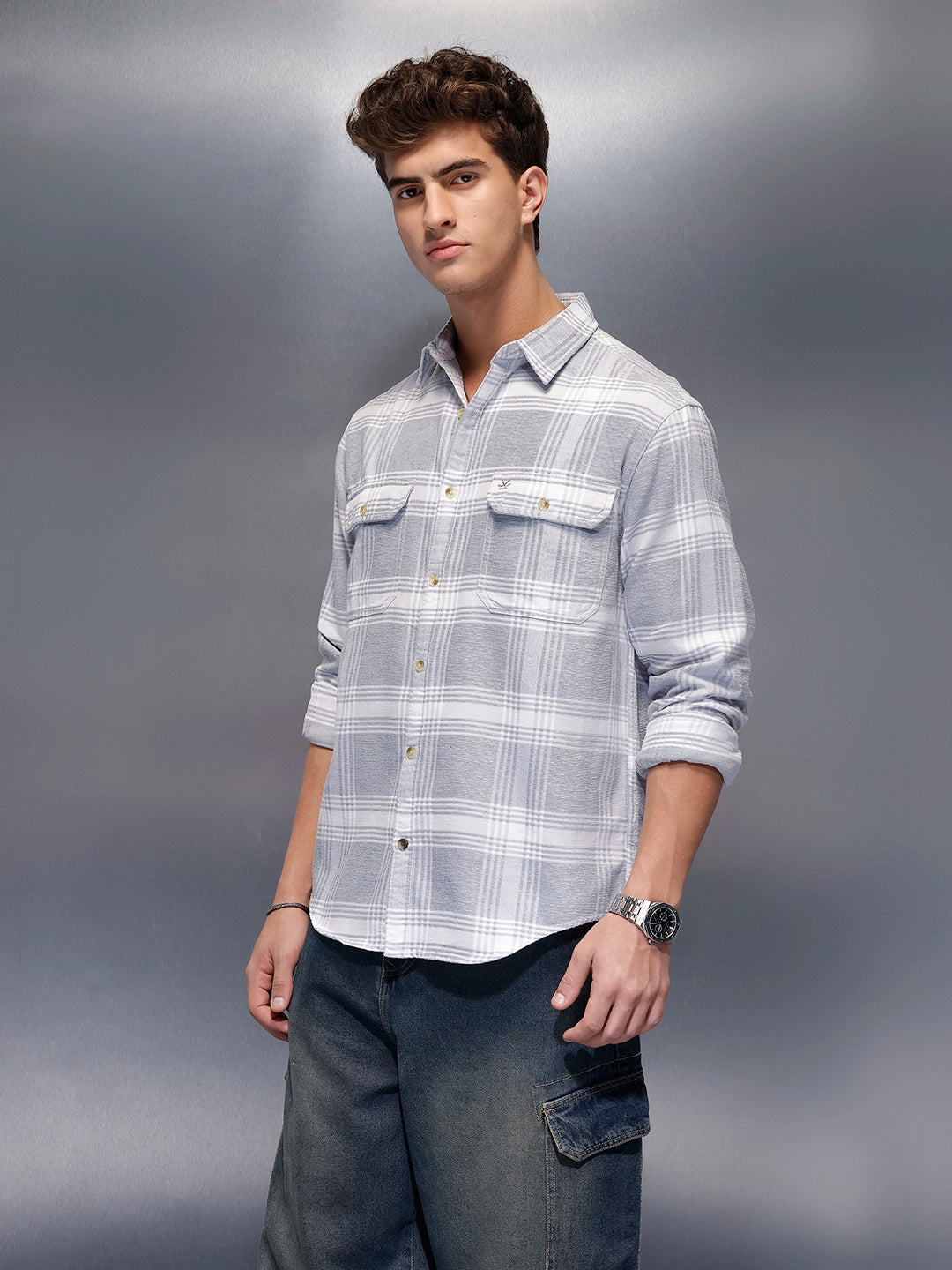 Men's Casual Dobby Shacket  | Grey