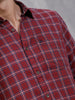 Textured Cotton Dobby Check Shirt | Red