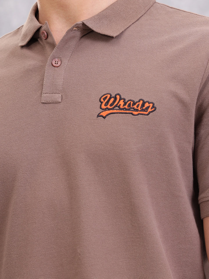 Sporty Slim Fit Polo T-Shirt | Brown
