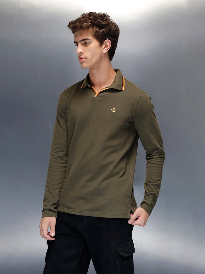 Men's Casual Slim fit Polo T-Shirt  | Olive