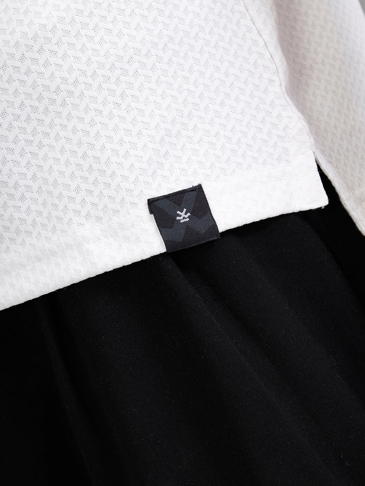 Solid Textured Slim Fit Polo T-Shirt | White