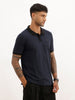 Solid Slim Fit Polo T-Shirt | Navy Blue