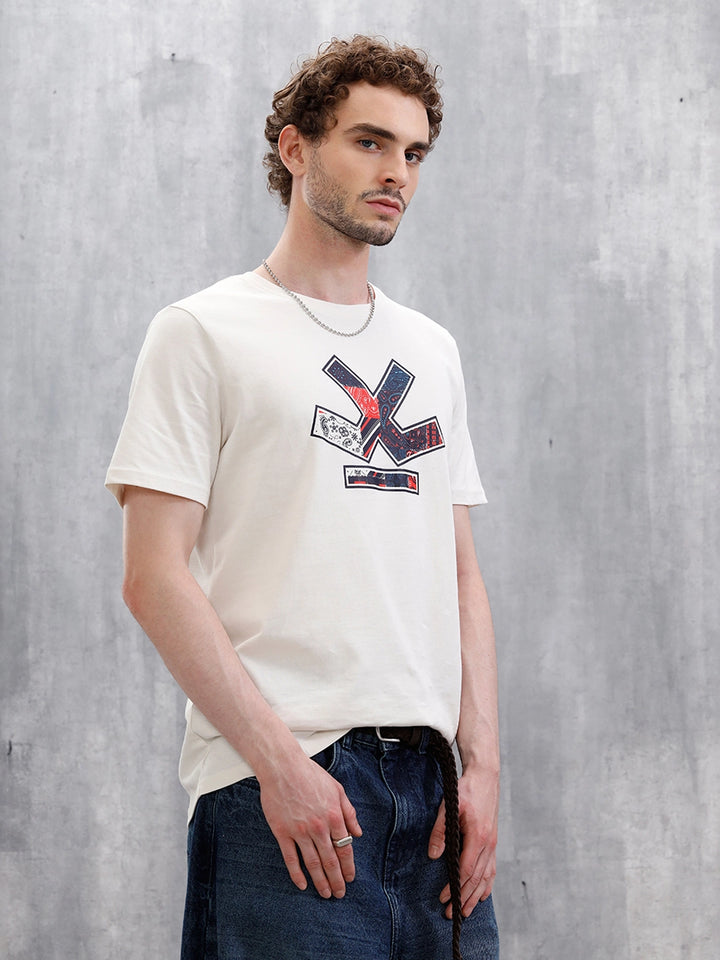 Bandana Logo Printed Slim Fit T-Shirt | White