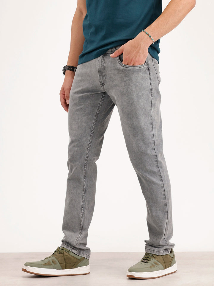 Solid Slim Fit Denim Jeans | Grey